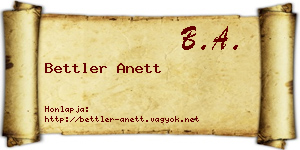 Bettler Anett névjegykártya